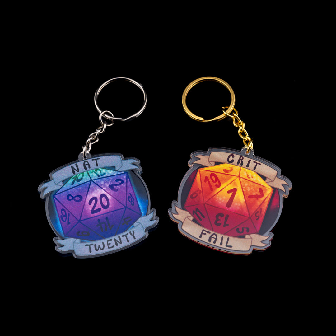 Crit Fail / Nat 20 Keychain