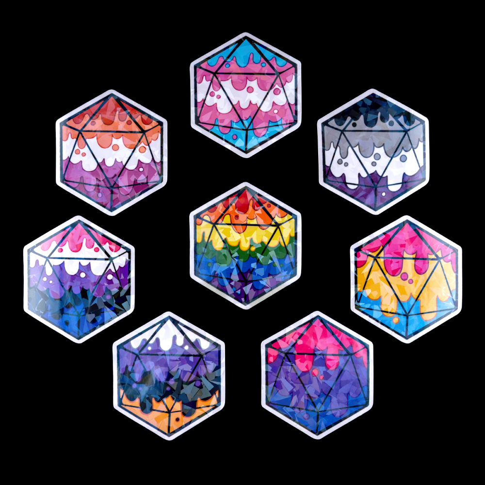 Pride Dice Holographic Stickers