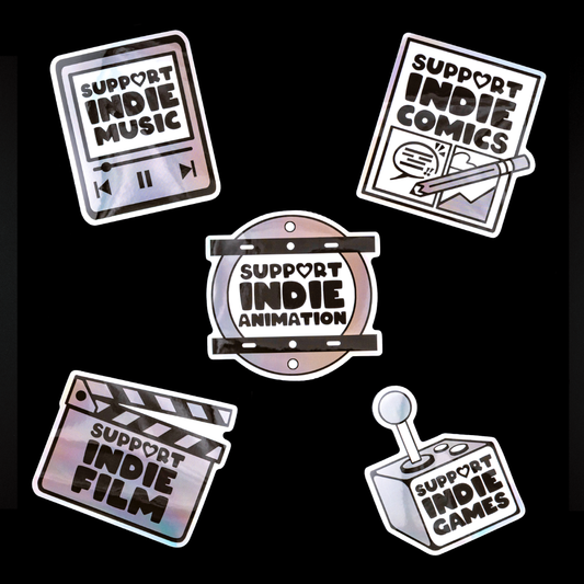 Support Indie Artists Holographic Stickers